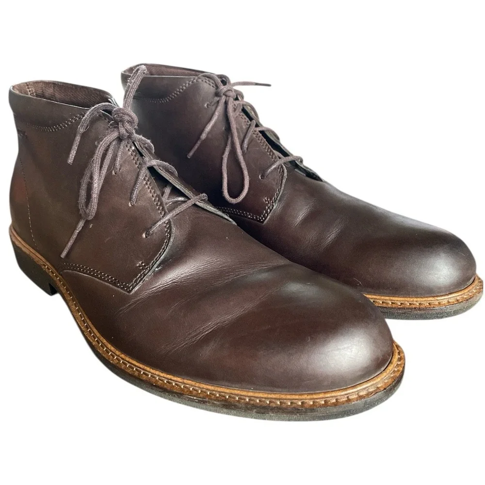ECCO Men's Findlay Chukka Lace Up Brown Leather Boots Men's  Size 45 / 11-11.5 - Picture 2 of 6